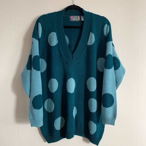 Vintage Other - Vintage Paris Sport Club WW Oversized Polka Dot Pullover Sweater